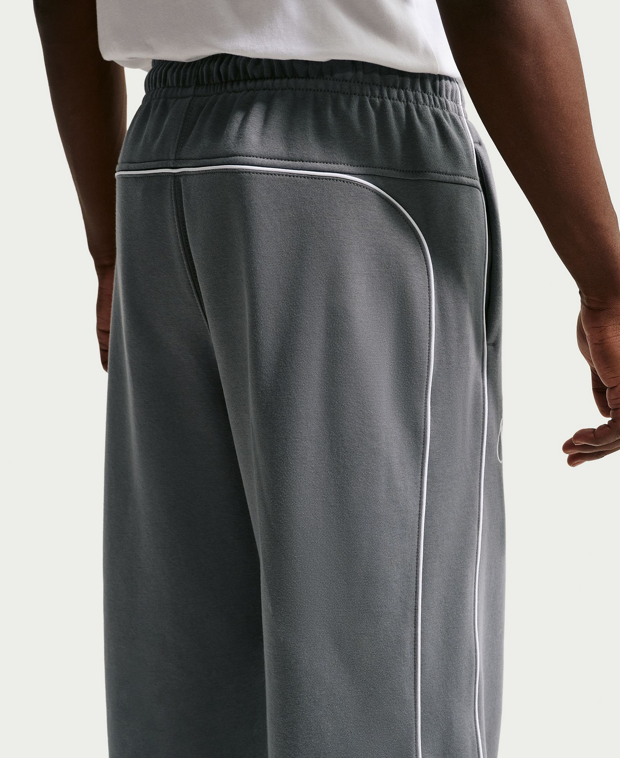 Nike Men's Air Open Hem Fleece Pants - Smoke Gray/White