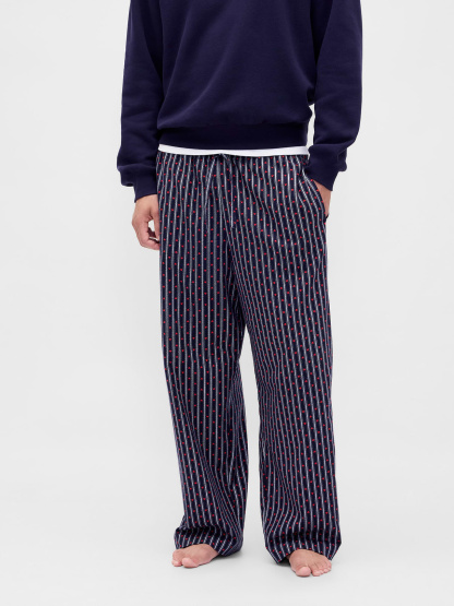 Adult Softest Flannel PJ Pants - Navy blue hearts & stripe
