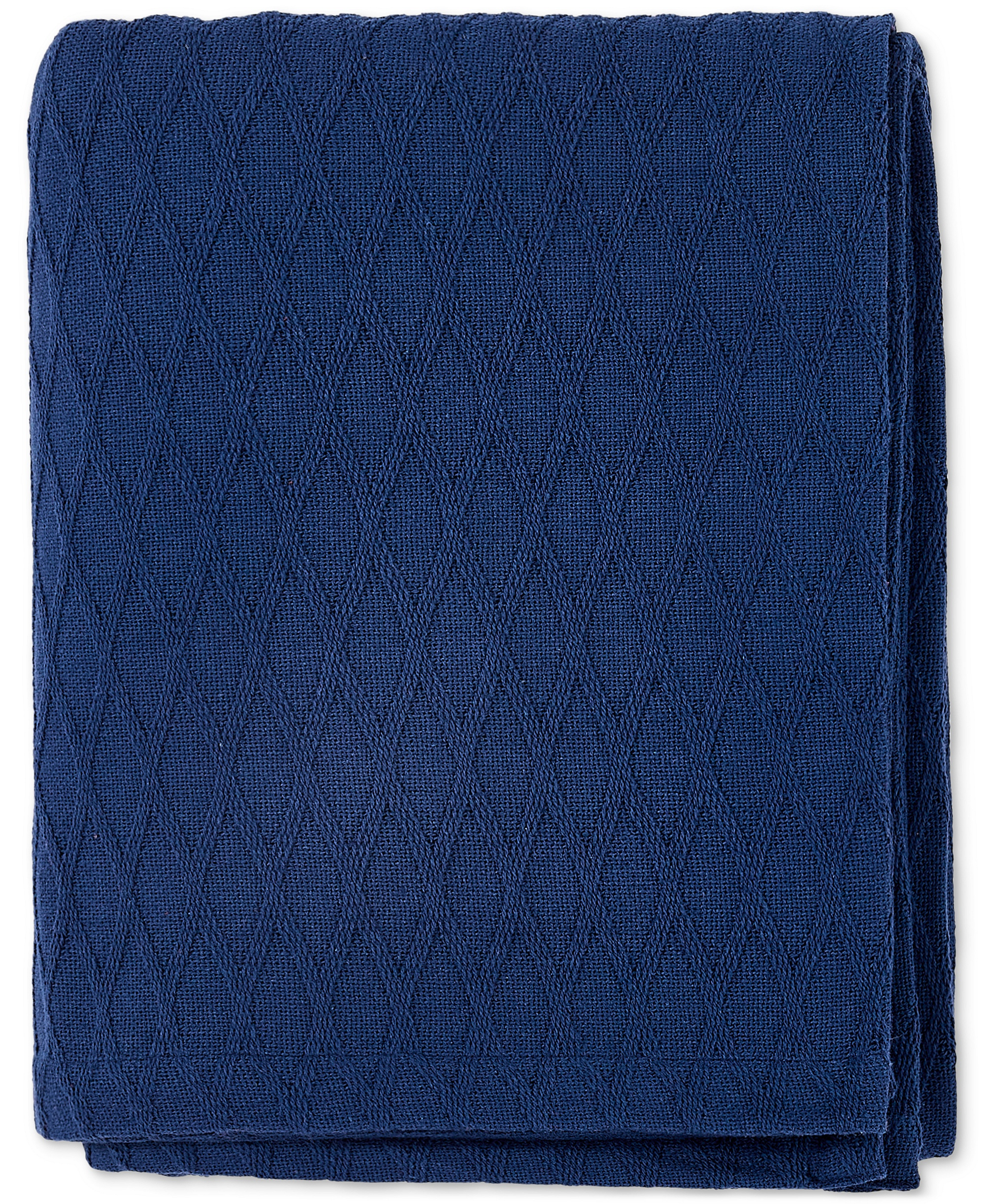 Lauren Ralph Lauren Classic Cotton Blanket, Twin - Navy Peony