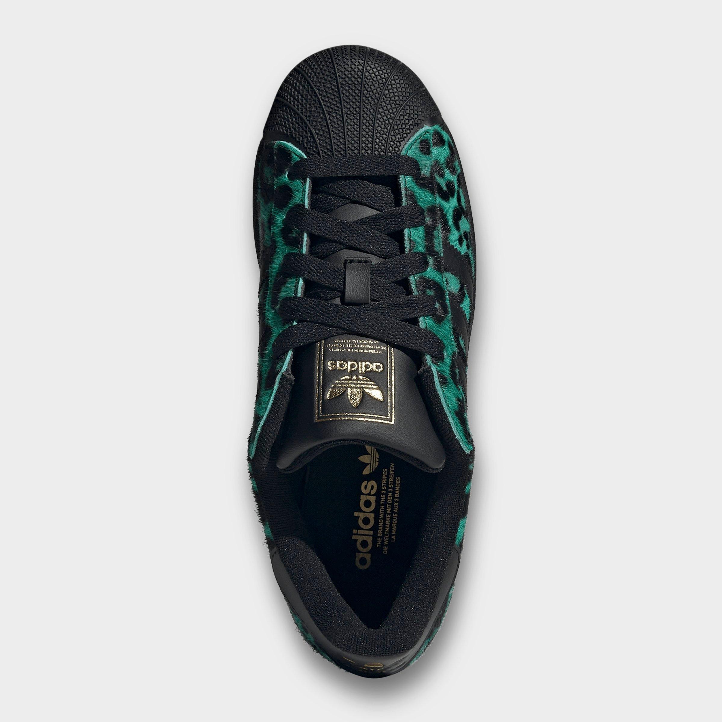Women's adidas Originals Superstar II Casual Shoes - Semi Screaming Green/Core Black/Gold Metallic - Top view
