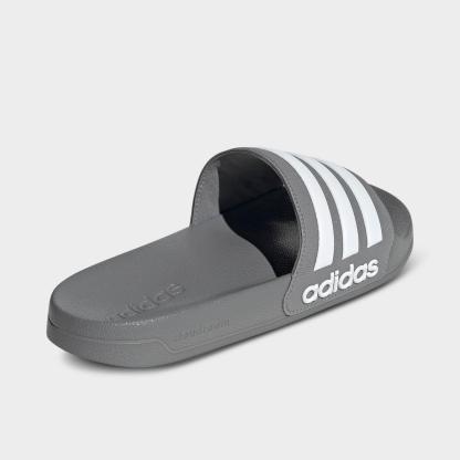 Men's adidas adilette Shower Slide Sandals - Grey/White/Grey - view 4