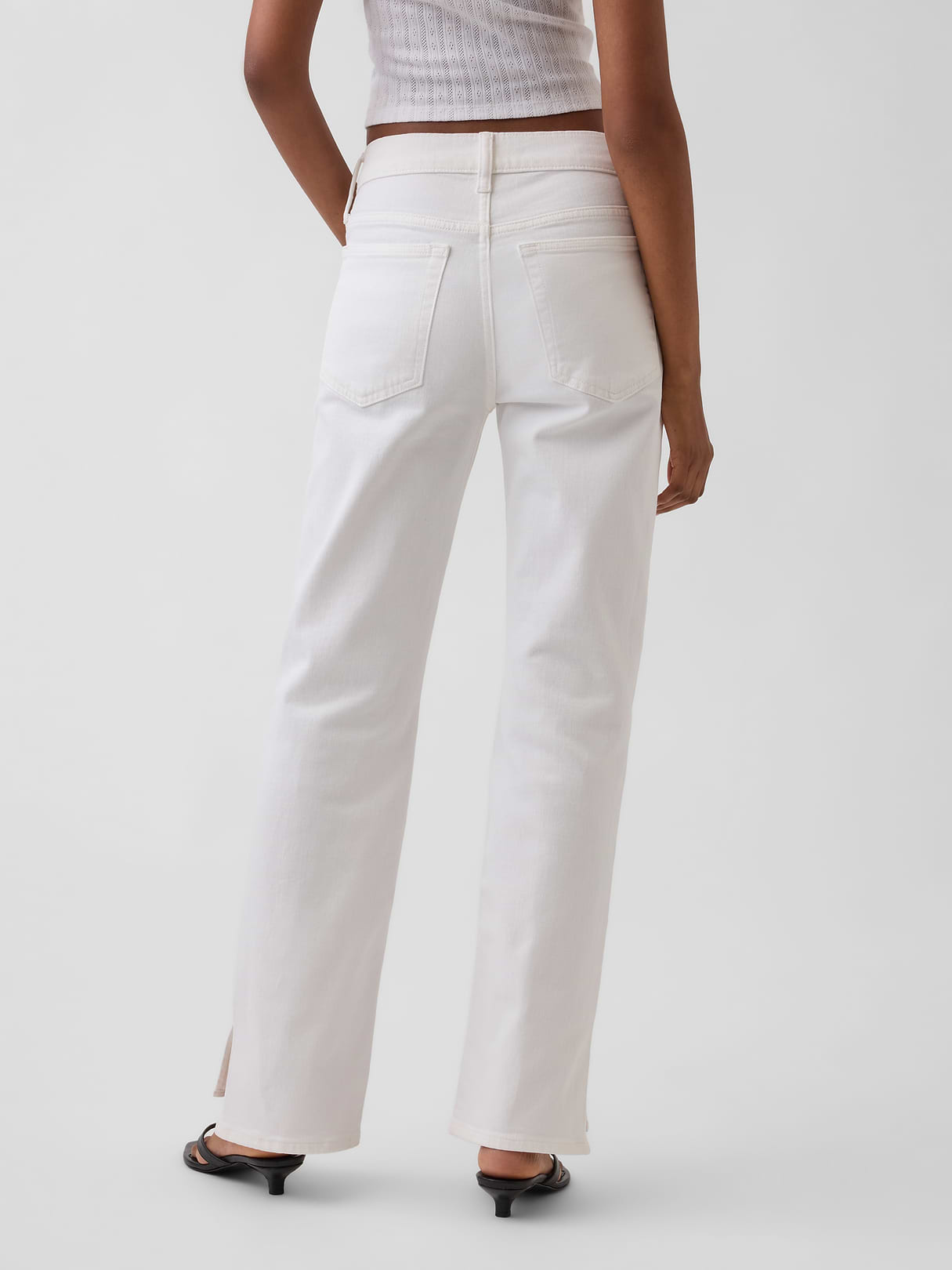 Mid Rise Relaxed Straight Jeans - Fresh white