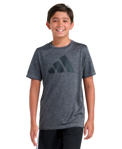 adidas Boys' 8-20 Short-Sleeve Essential Poly Mélange T-Shirt - Dark Heather