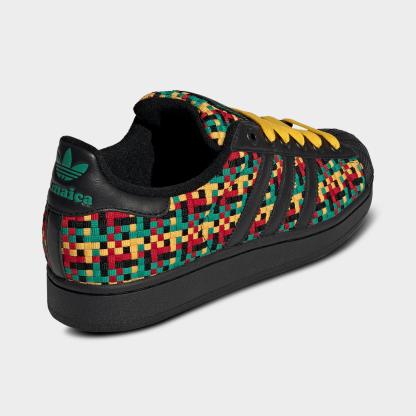 Men's adidas Originals x Bob Marley Superstar II Casual Shoes - Eqt Yellow/Core Black/Multi - Back view