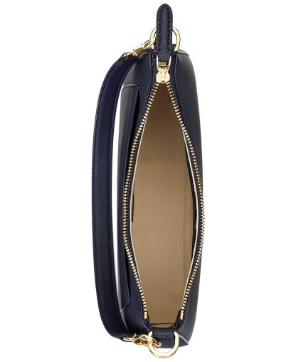 Lauren Ralph Lauren Crosshatch Leather Danni Small Shoulder Handbag - Navy
