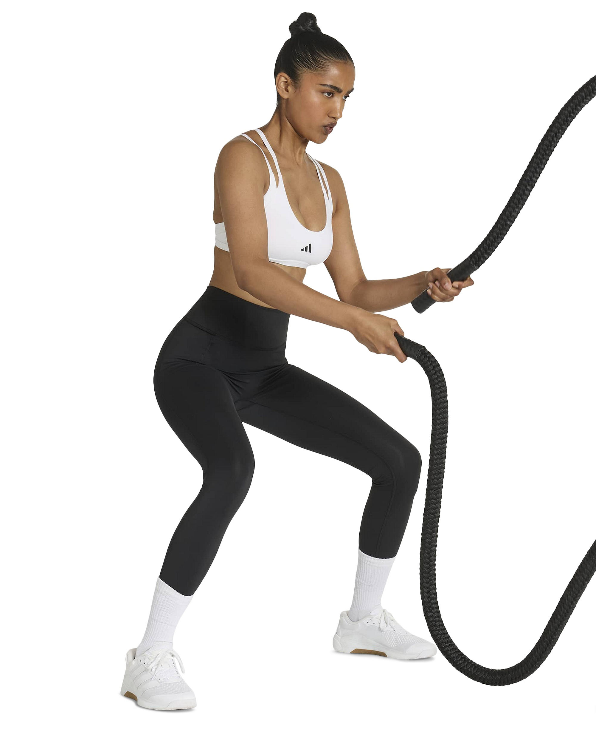 adidas Women's Optime Workout Strappy Light Support Training Bra - White
