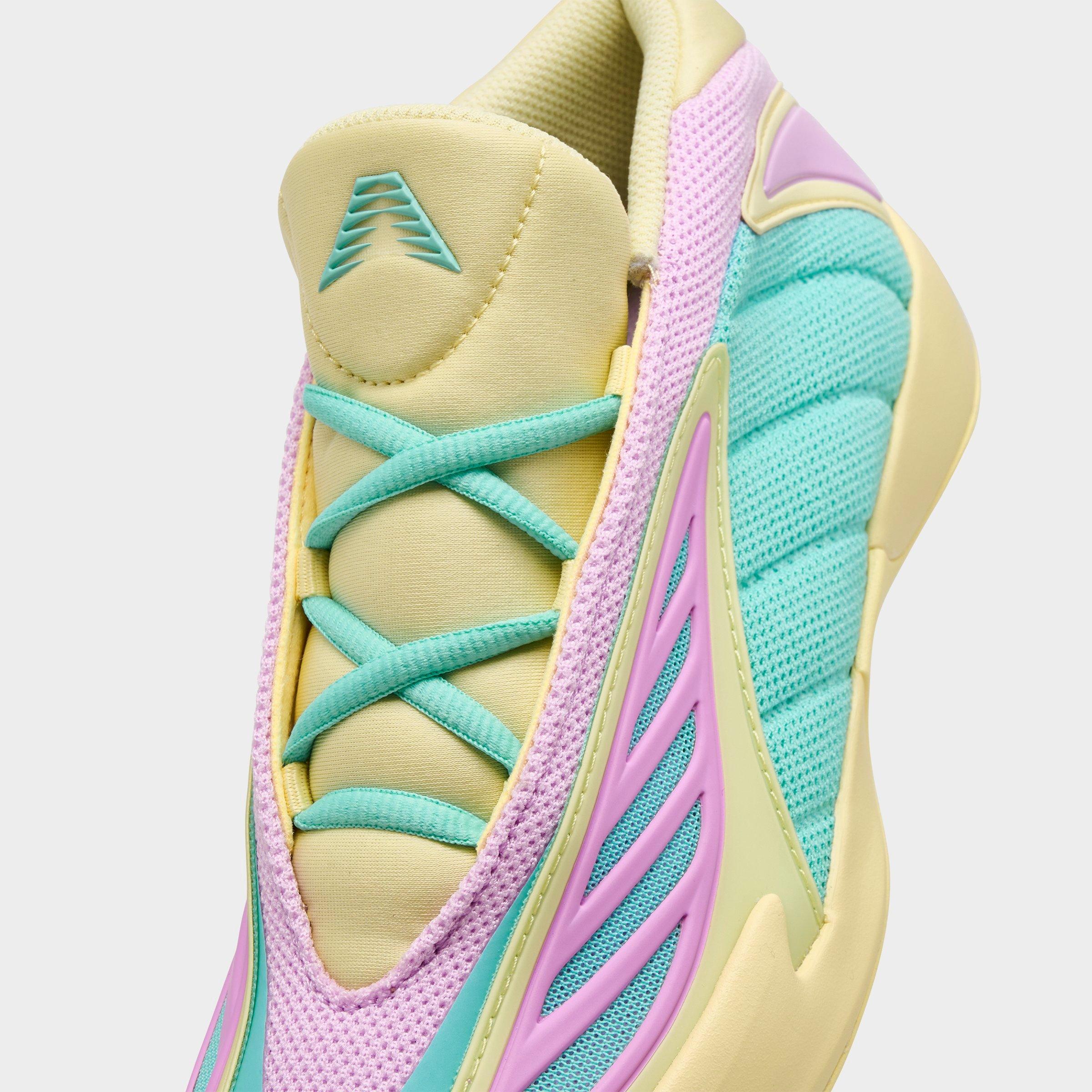 Little Kids' adidas Anthony Edwards 2 Basketball Shoes - Almost Yellow/Bliss Lilac/Flash Aqua - Detail shot