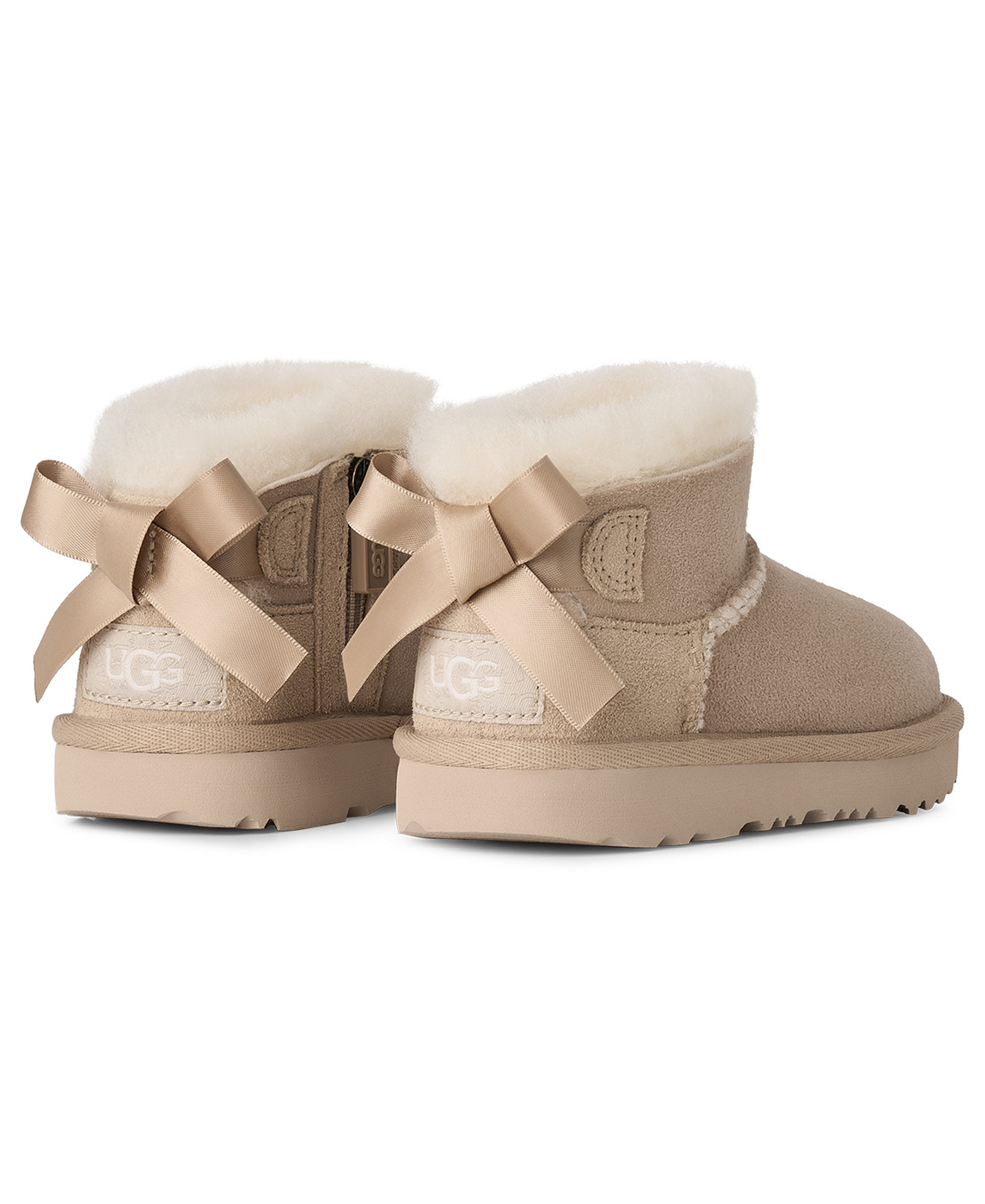 UGG® Toddler Kids Ultra Mini Bailey Bow Zipper Booties - Sand