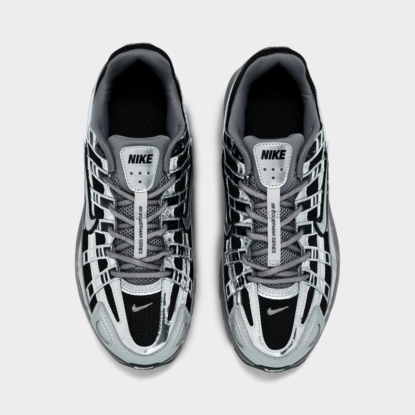 Big Kids' Nithtke P-6000 Casual Shoes - Black/Metallic Silver/Pencil Point - Top view