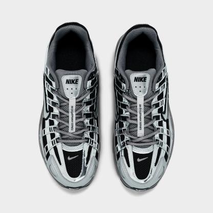 Big Kids' Nithtke P-6000 Casual Shoes - Black/Metallic Silver/Pencil Point - Top view