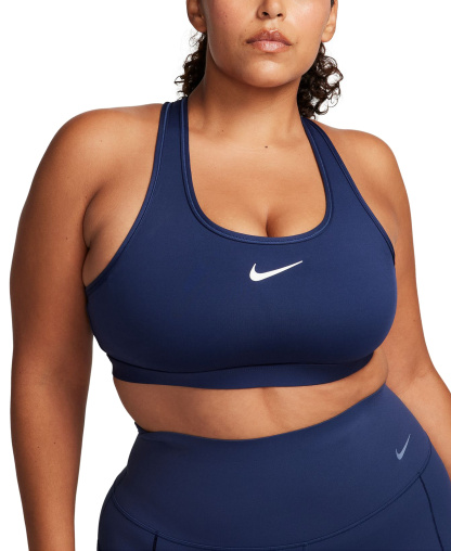 Nike Women's Swoosh Padded Sports Bra - Midnight Navy/white