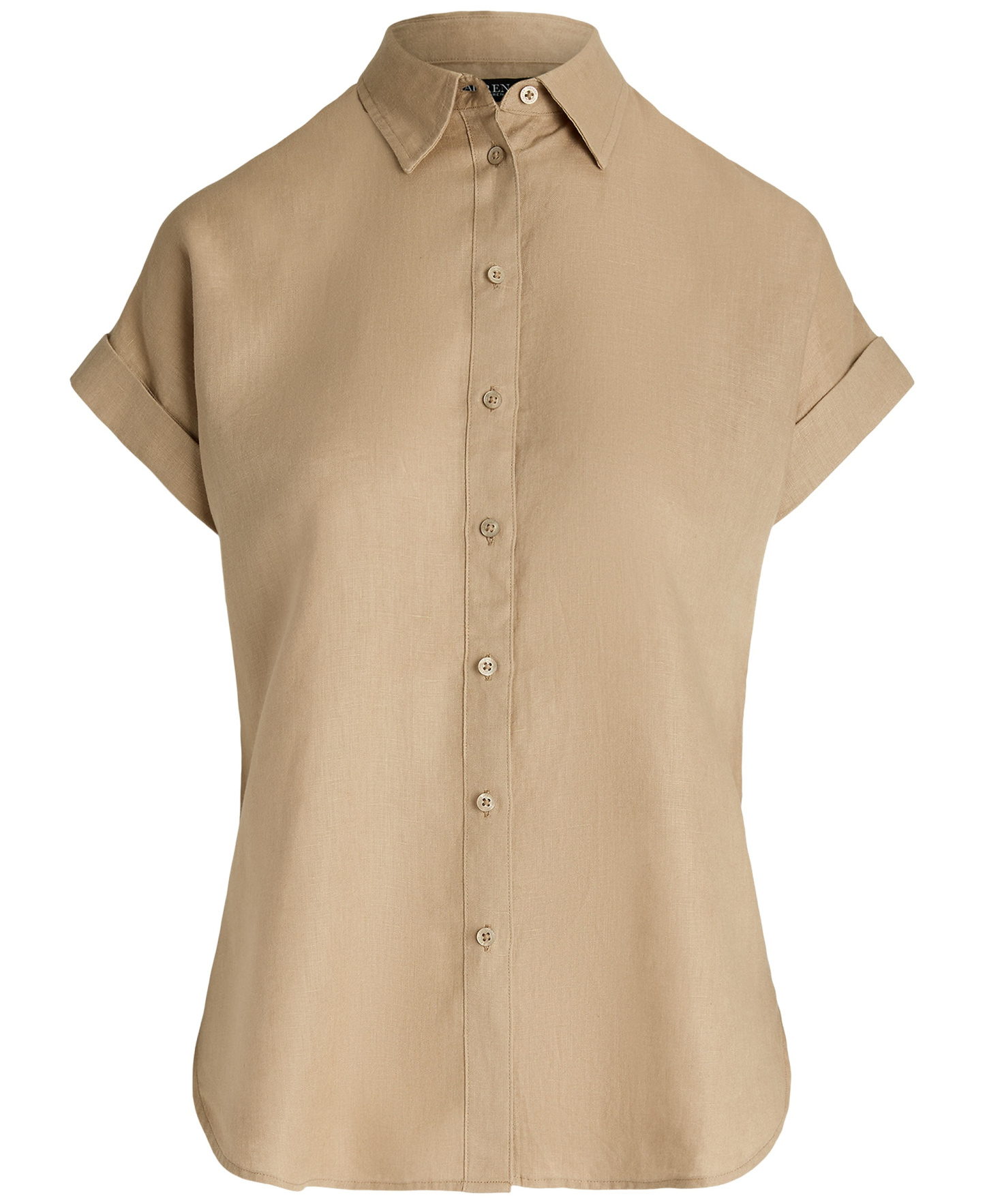 Lauren Ralph Lauren Dolman-Sleeve 100% Linen Shirt - Birch Tan