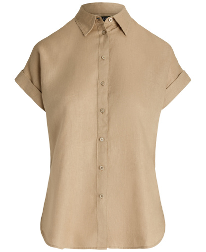 Lauren Ralph Lauren Dolman-Sleeve 100% Linen Shirt - Birch Tan