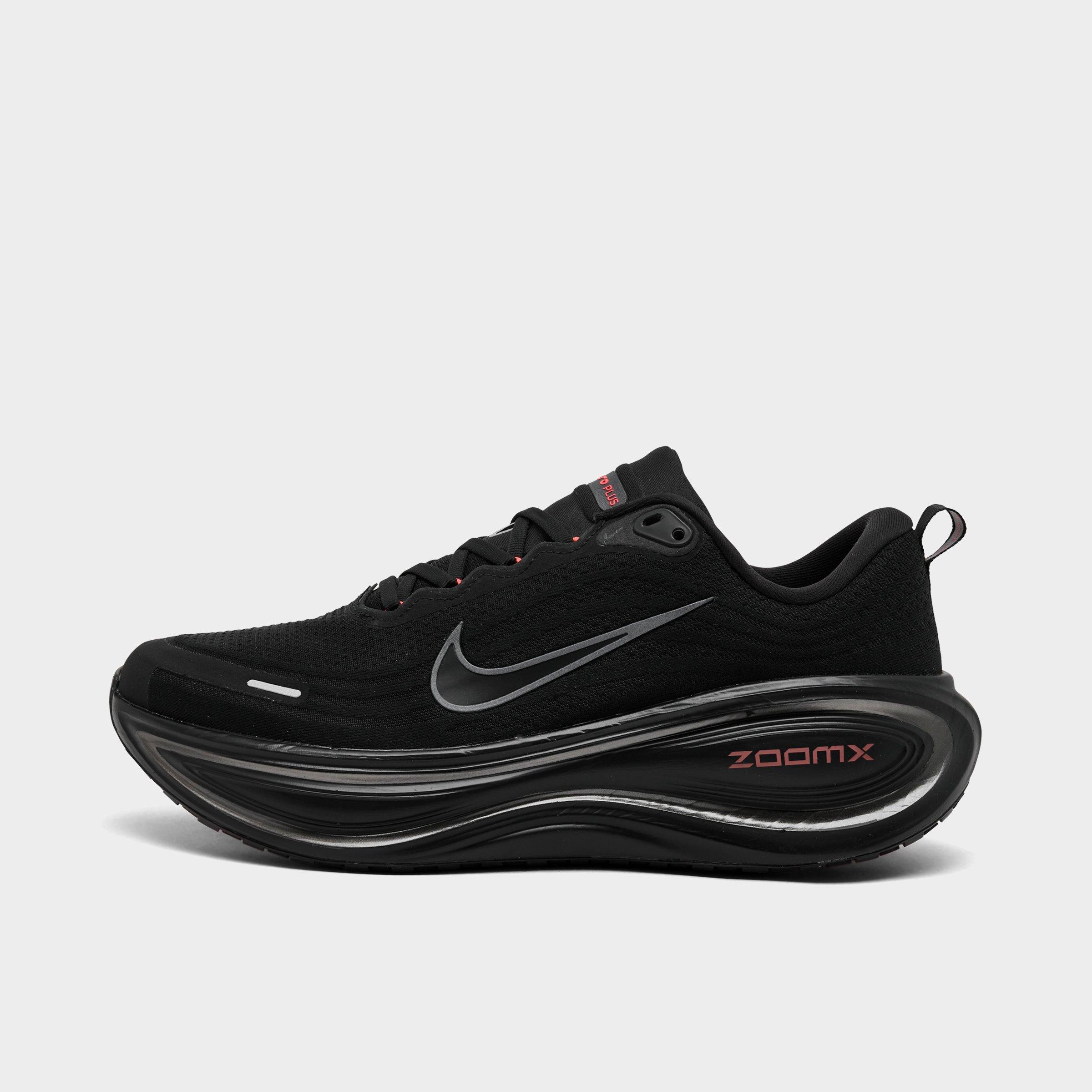 Men's Nithtke Vomero Plus Running Shoes - Part 1 - Black/Black/Bright Crimson/Wolf Grey - Left shoe facing left. Outside of the shoe.