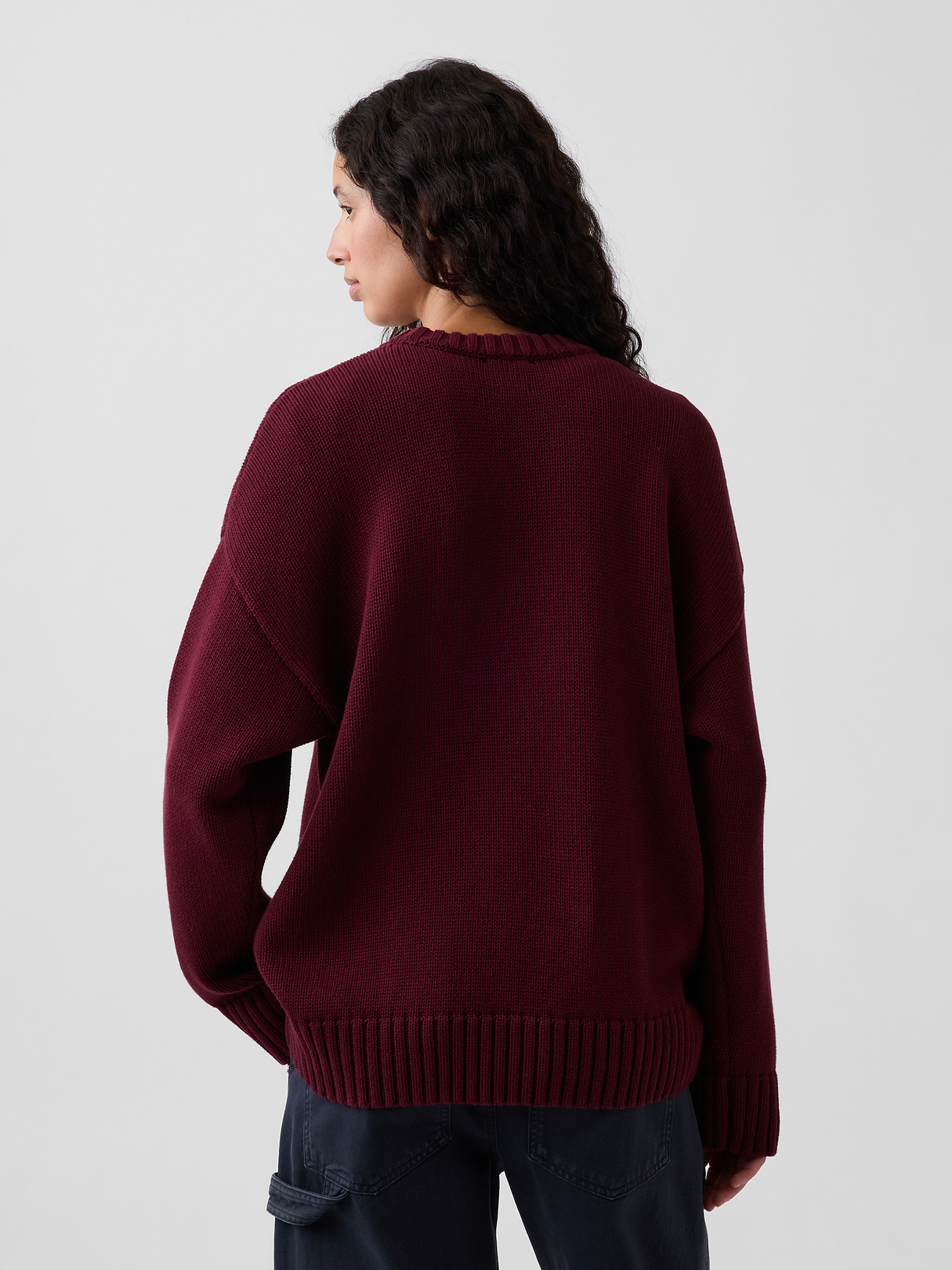 100% Cotton Oversized Sweater - Noir red