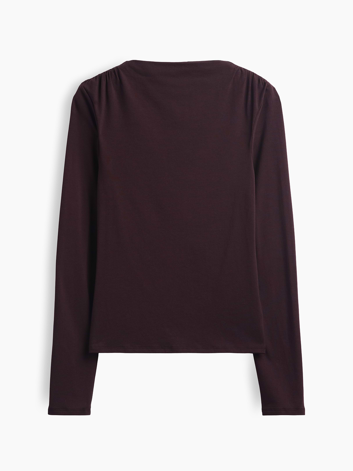 CloseKnit Jersey Funnel-Neck Ruched T-Shirt - Terra brown