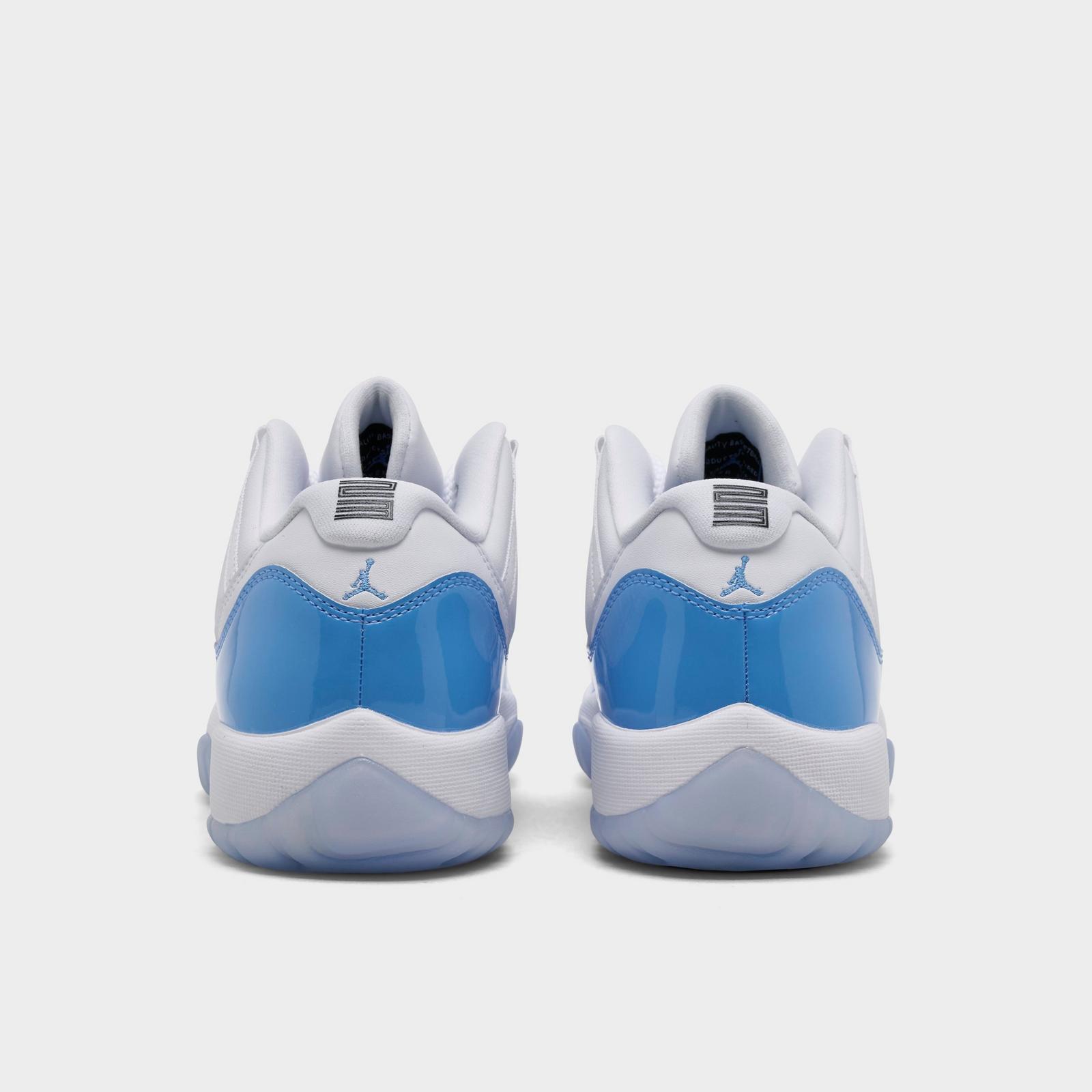 Big Kids' Air Jordan Retro 11 Low Basketball Shoes - White/University Blue/Black - Left shoe facing left. Outside of the shoe. - view 4