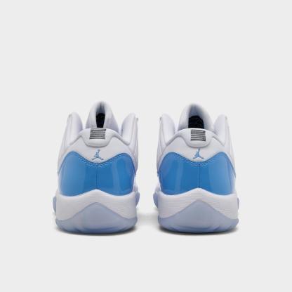 Big Kids' Air Jordan Retro 11 Low Basketball Shoes - White/University Blue/Black - Left shoe facing left. Outside of the shoe. - view 4