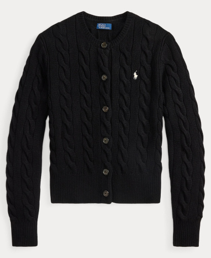 Polo Ralph Lauren Women's Cable-Knit Wool-Cashmere Cardigan Sweater - Polo Black