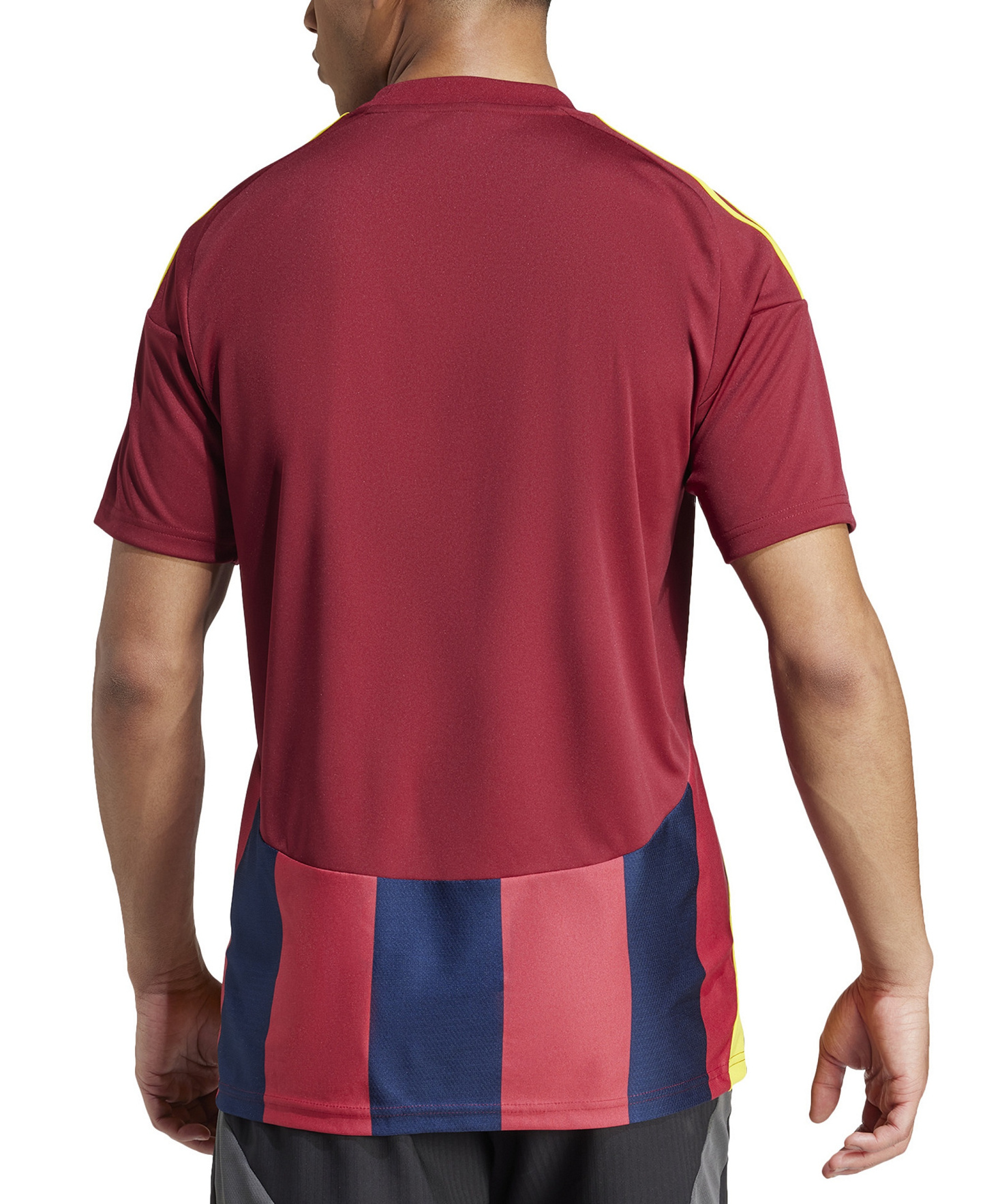 adidas Men's Stripe Logo Jersey T-Shirt - Burg / Nvy / Yelo