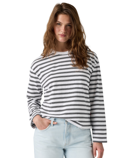 Levi's Premium Women's Vintage Long-Sleeve T-Shirt - Paloma Stripe Bright White