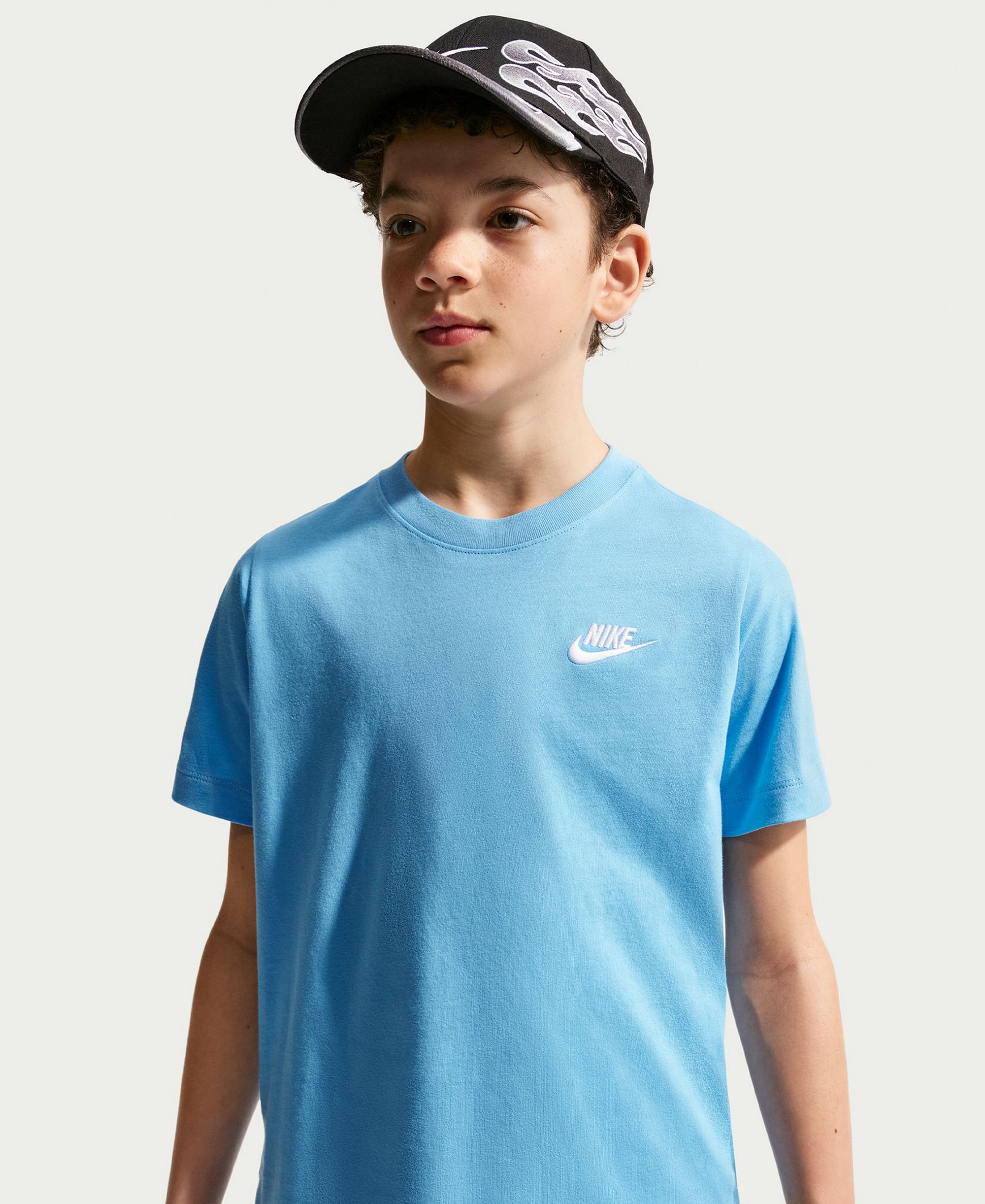 Nike Boys' and Girls' 6-20 Sportswear Embroidered Logo Graphic T-Shirt - Football Blue