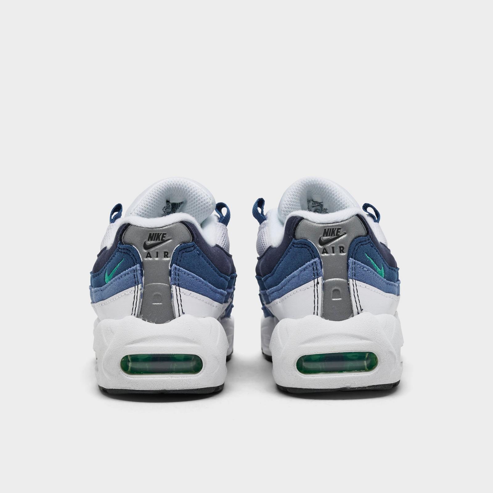 Little Kids' Nike Air Max 95 Casual Shoes - White/Emerald Green/Lake Blue