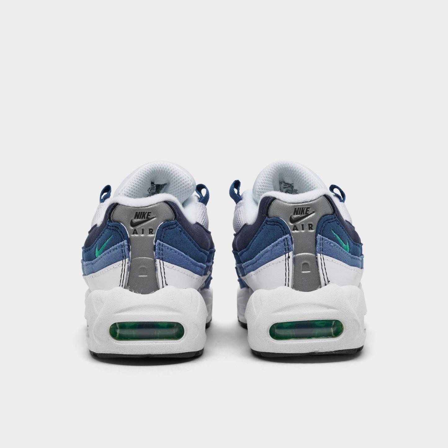 Little Kids' Nike Air Max 95 Casual Shoes - White/Emerald Green/Lake Blue