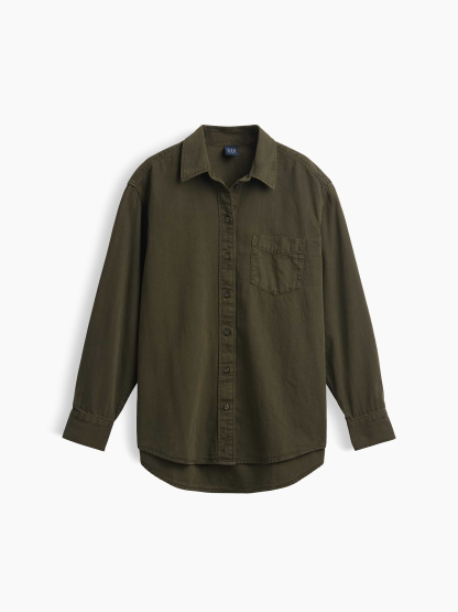 Denim Big Shirt - Bamboo green