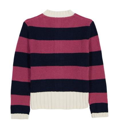 Tommy Hilfiger Girls' 7-16 Long-Sleeve Button Stripe Sweater - Navy Blazer/Purple