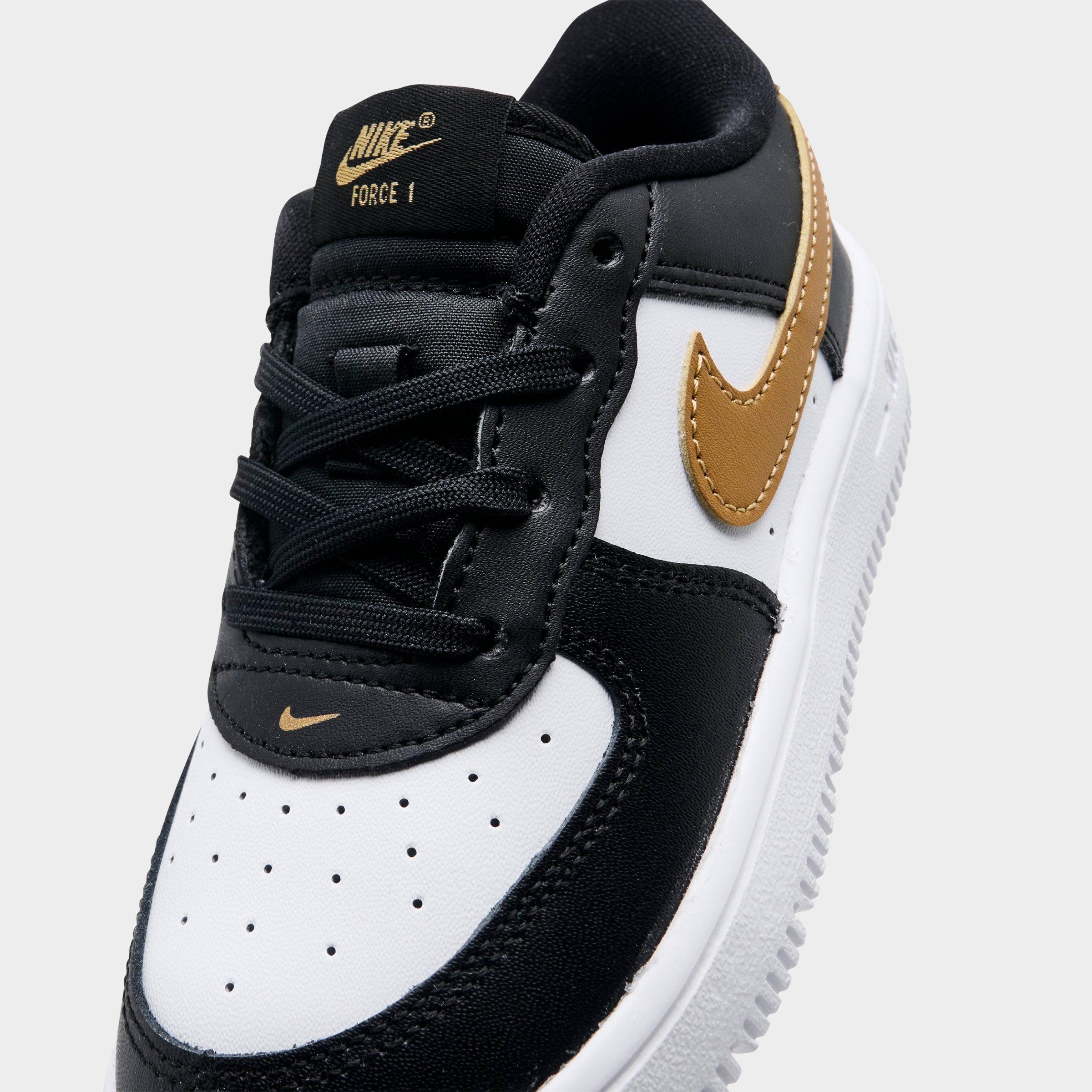 Infant and Kids' Toddler Nithtke Force 1 Low Casual Shoes - Part 1 - Black/Metallic Gold/White - Detail shot