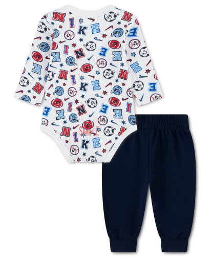 Nike Baby Boys' Allover Print Bodysuit and Pants, 2-Piece Set - White/Blue