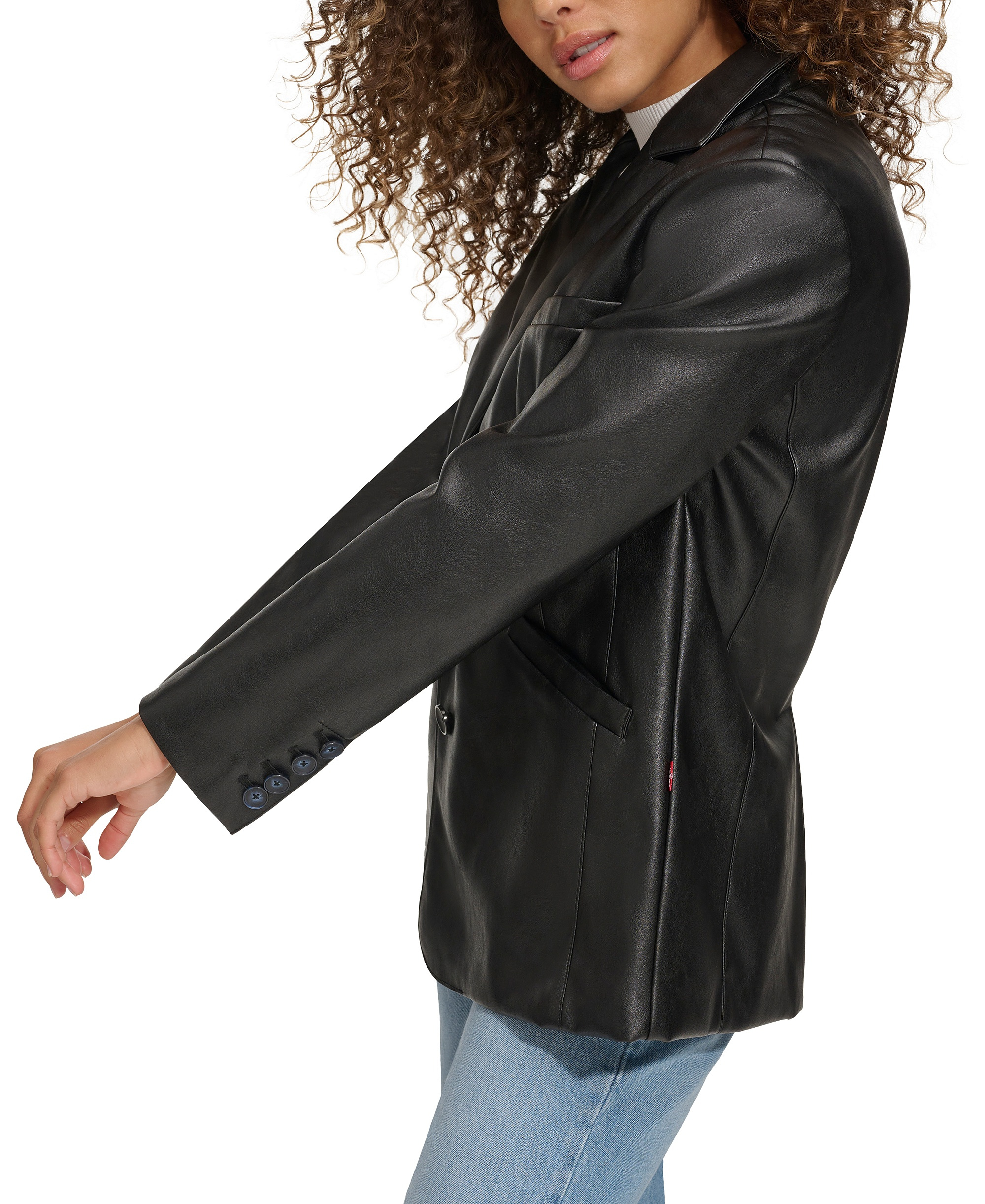Levi's Women's Single-Breasted Faux-Leather Blazer - Black