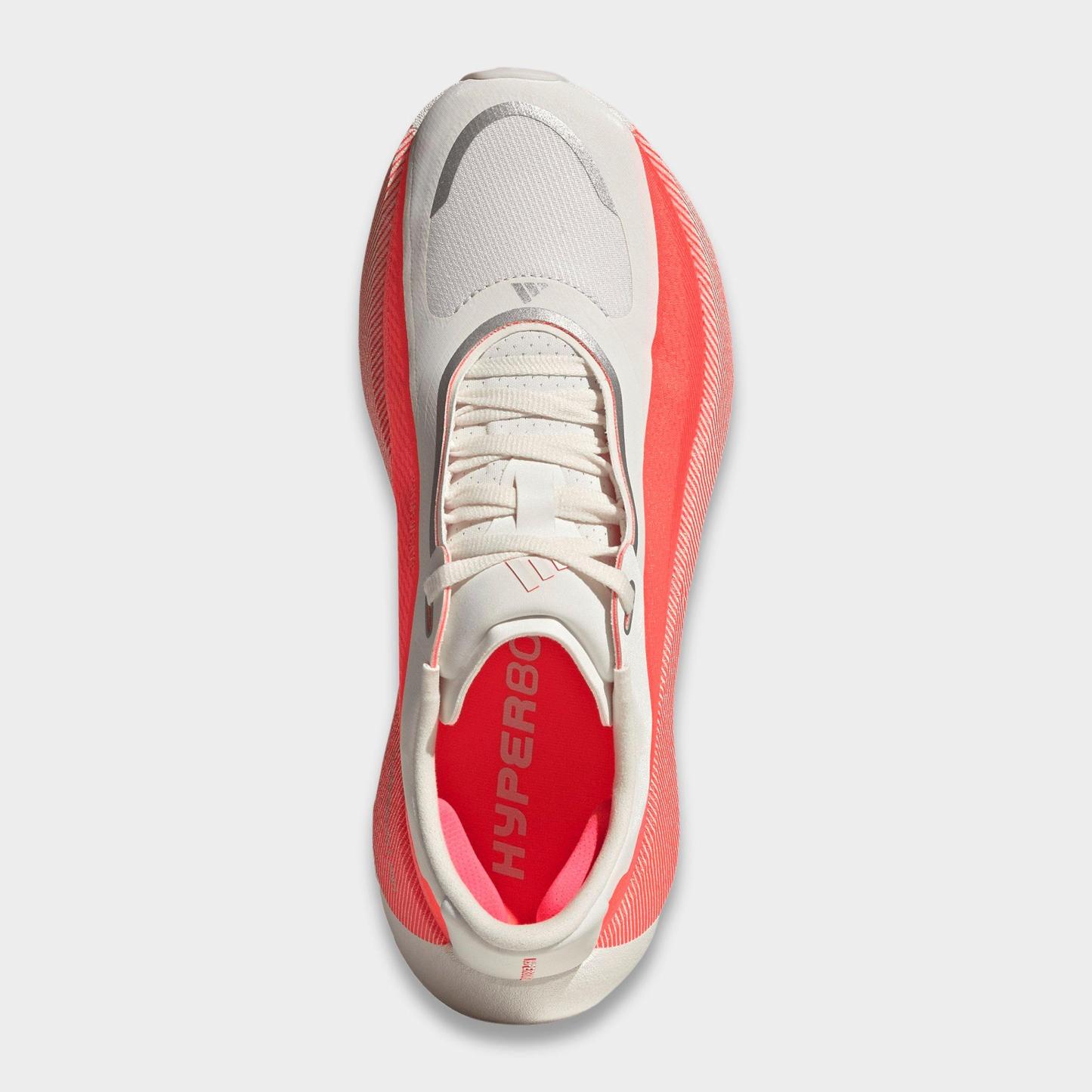 Women's adidas Hyperboost Edge Running Shoes - Part 2 - Hyper White/Solar Turbo/Solar Turbo - Top view