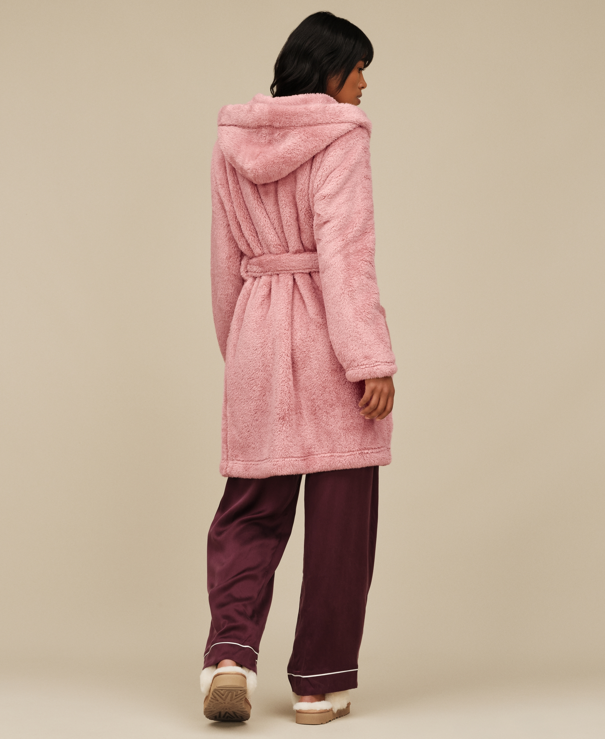 UGG® Women's Aarti Belted Fleece Robe - Dusty Rose
