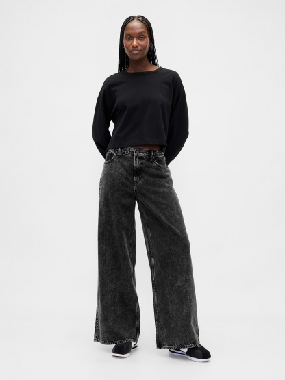 Mid Rise UltraSoft Baggy Jeans - Black hawk