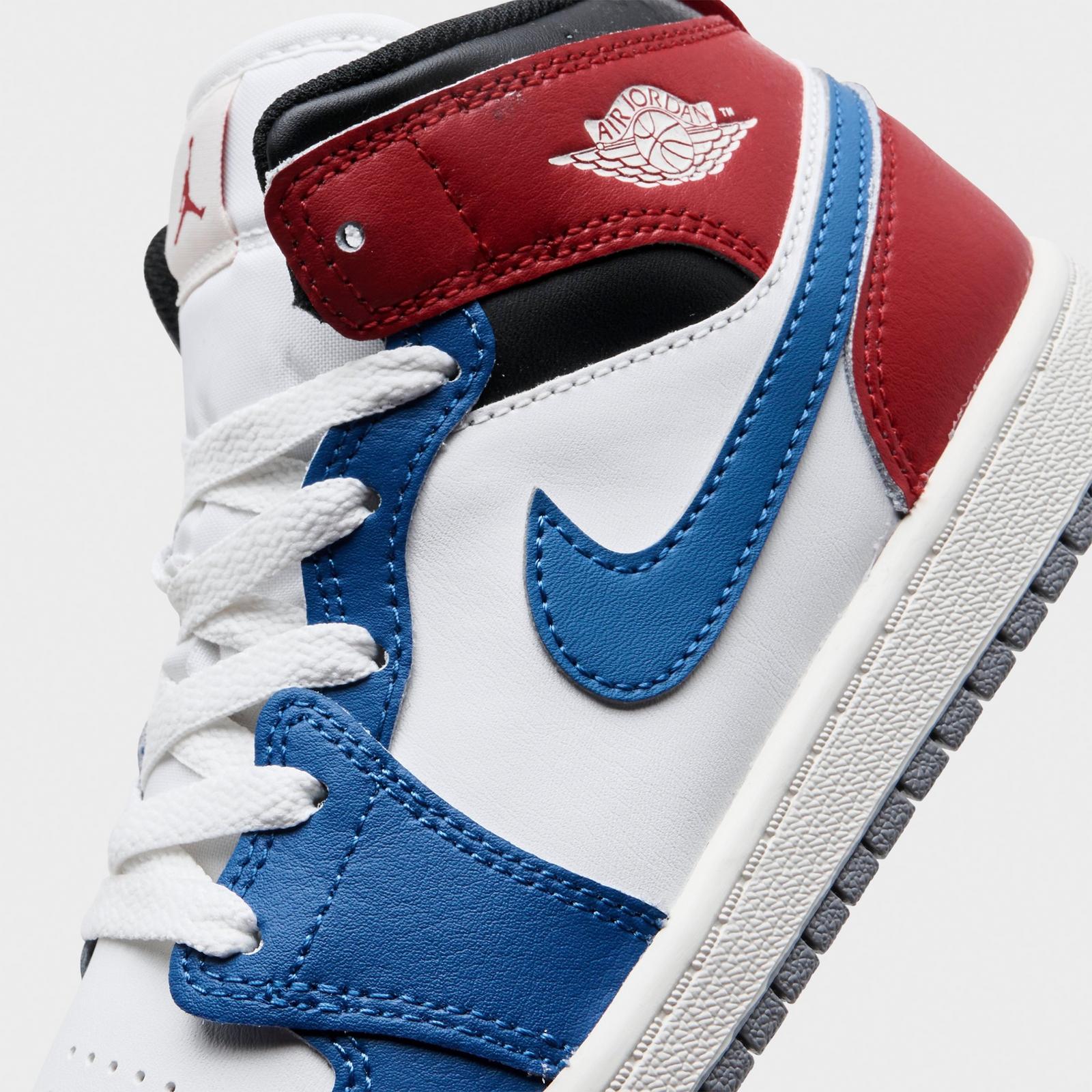 Little Kids' Air Jordan Retro 1 Mid Casual Shoes - True Blue/Varsity Red/Black/Summit White - view 3