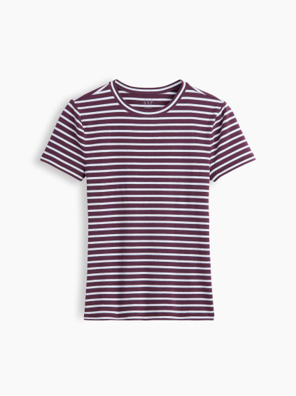 CloseKnit Jersey T-Shirt - Purple burgundy & blue stripe