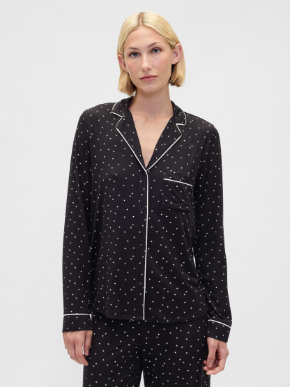 SoftMade Modal PJ Top - Black & white stars