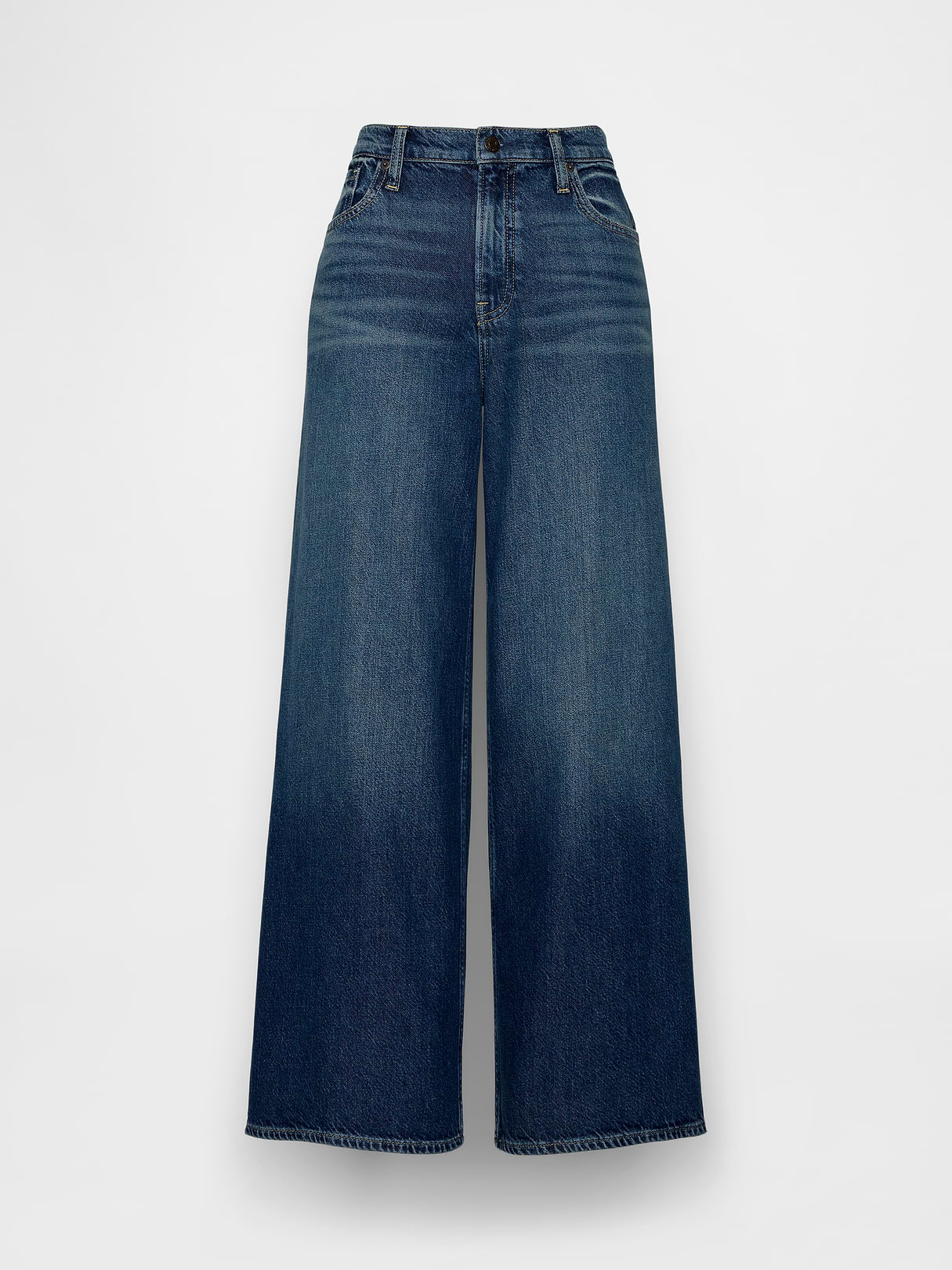 Mid Rise Denim Stripe Baggy Jeans - Dark wash