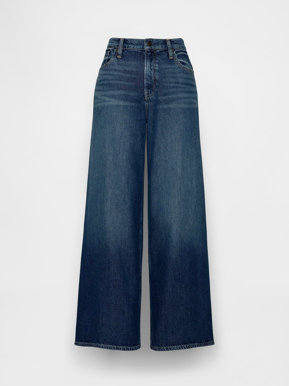 Mid Rise Denim Stripe Baggy Jeans - Dark wash