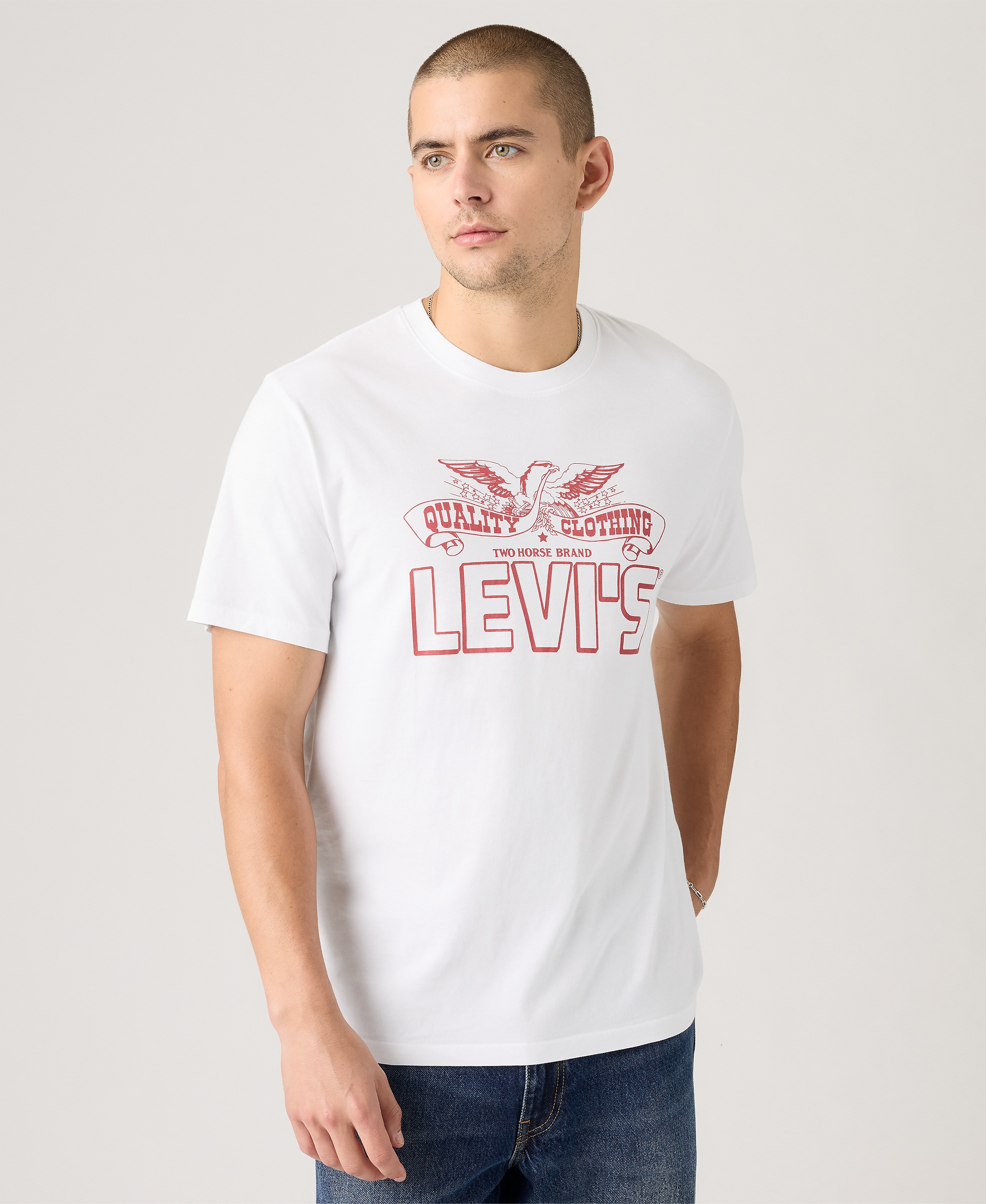 Levi's Men's Classic Short-Sleeve Graphic Crewneck T-Shirt - Eagle White