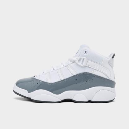 Little Kids' Air Jordan 6 Rings Basketball Shoes - White/Grey - view 1