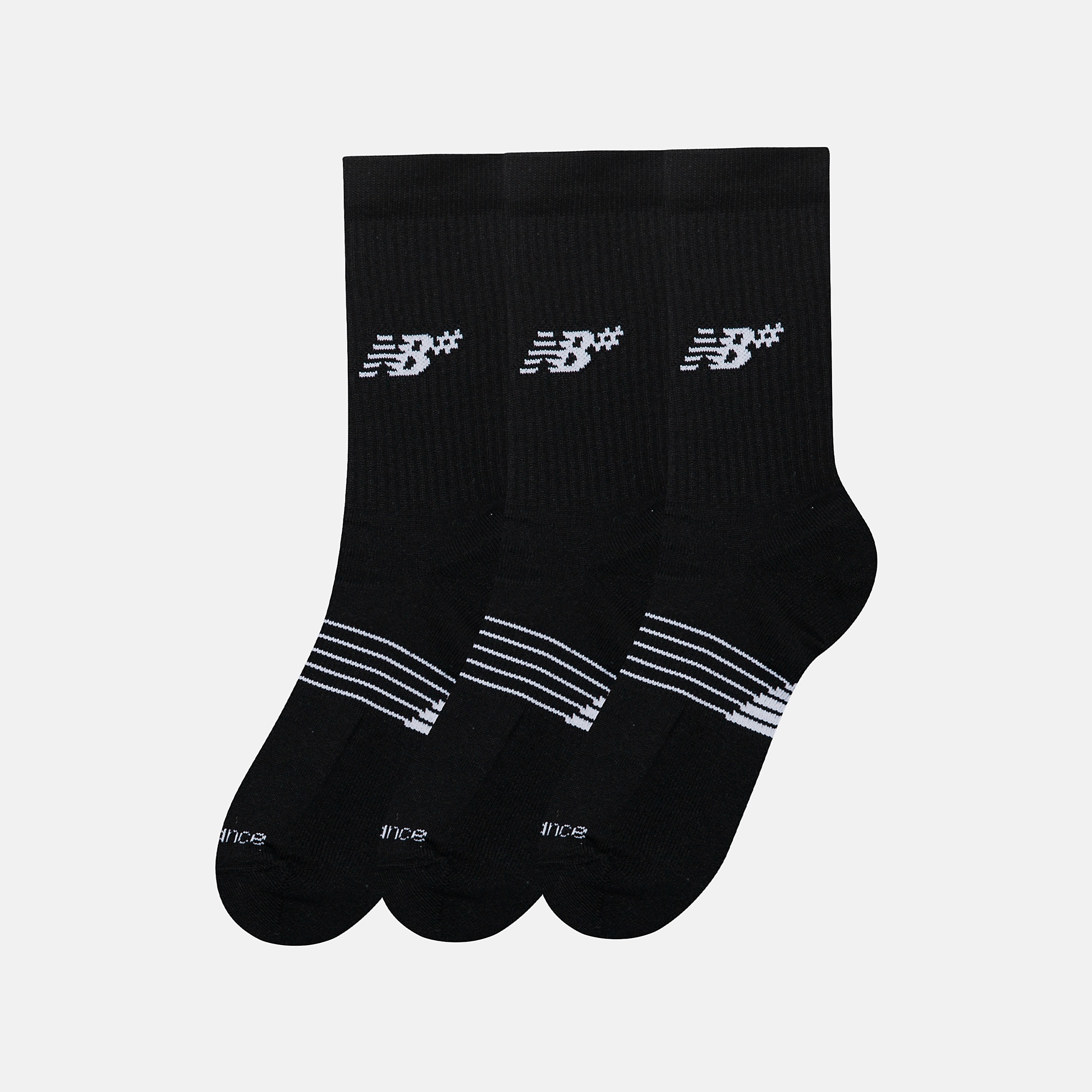 New Balance Active Numeric Crew Socks 3 Pack, AC0048UBK