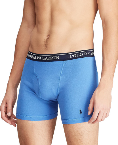 Polo Ralph Lauren Men's 5-Pack Classic Cotton Boxer Briefs - Andover / Aerial Blue / Rugby Royal / Red / Cruise Navy