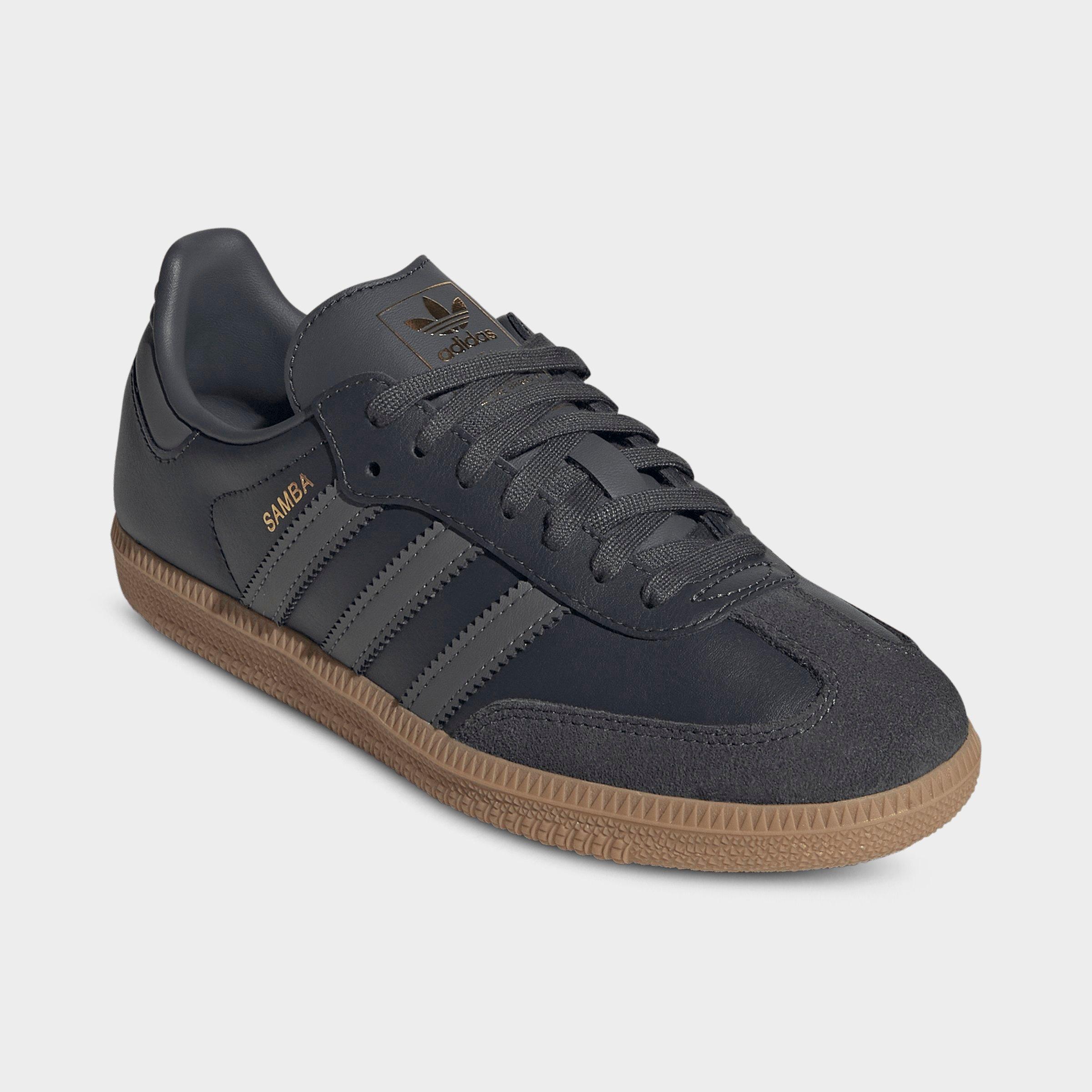 Big Kids' adidas Originals Samba OG Casual Shoes - Part 1 - Grey Six/Grey Four/Gum - Both shoes facing left