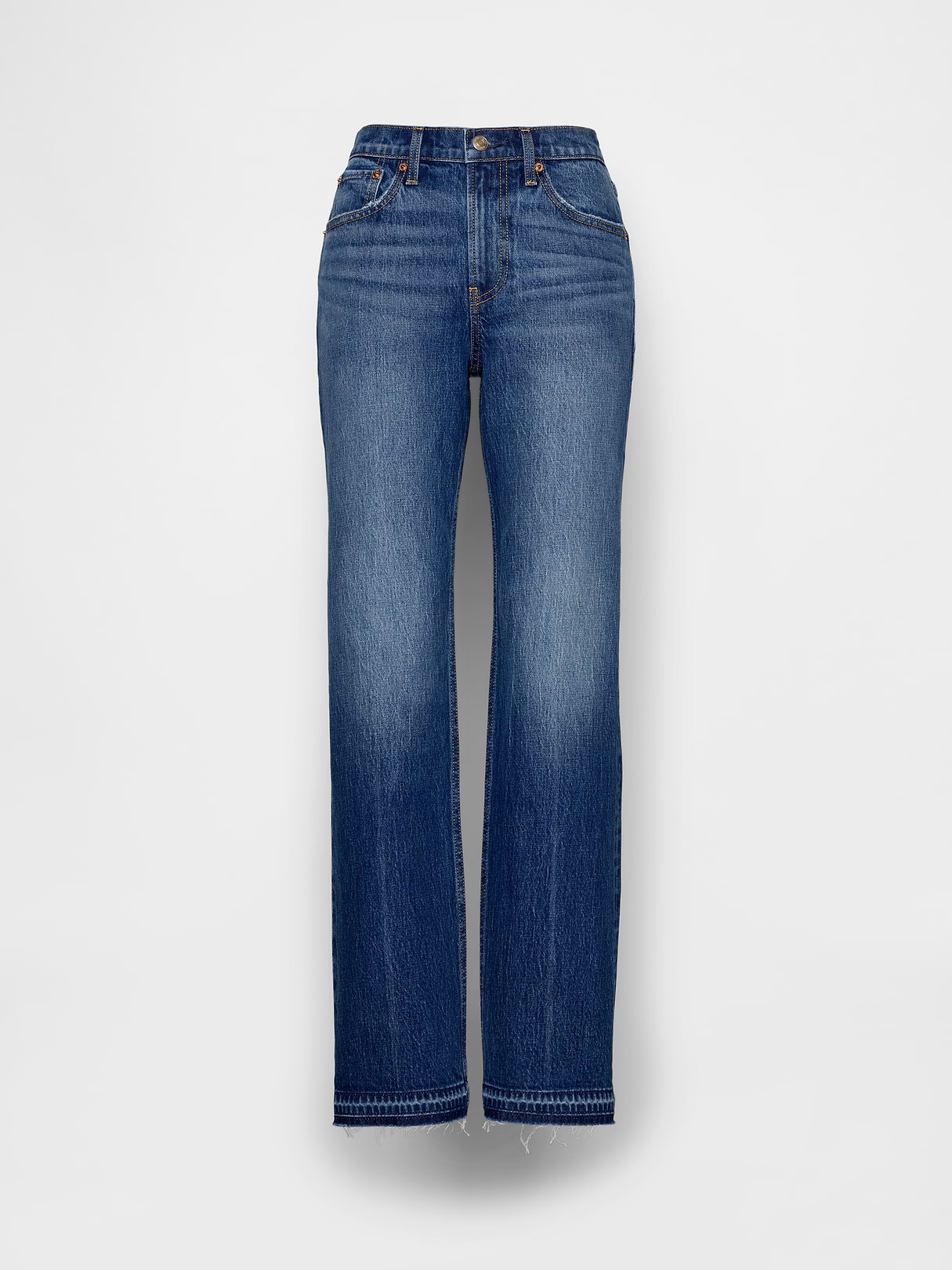 Mid Rise Relaxed Straight Jeans - Medium wash