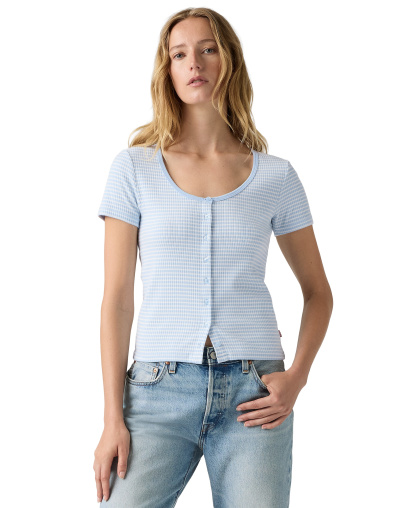 Levi's Women's Austen Button-Up Short-Sleeve Top - Annalise Stripe Angel Falls