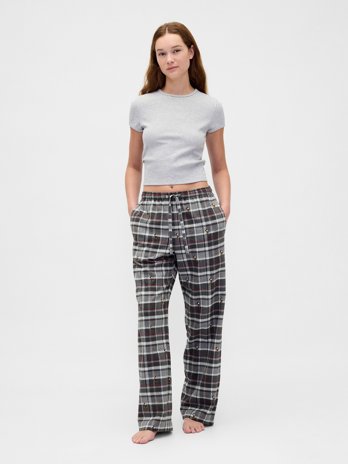 Adult Softest Flannel PJ Pants - Mickey Mouse grey & black plaid