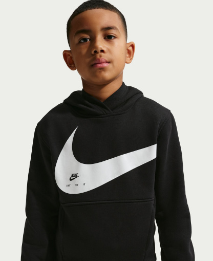 Nike Boys' and Girls' 7-20 Sportswear Club Long-Sleeve Hoodie - Black/White